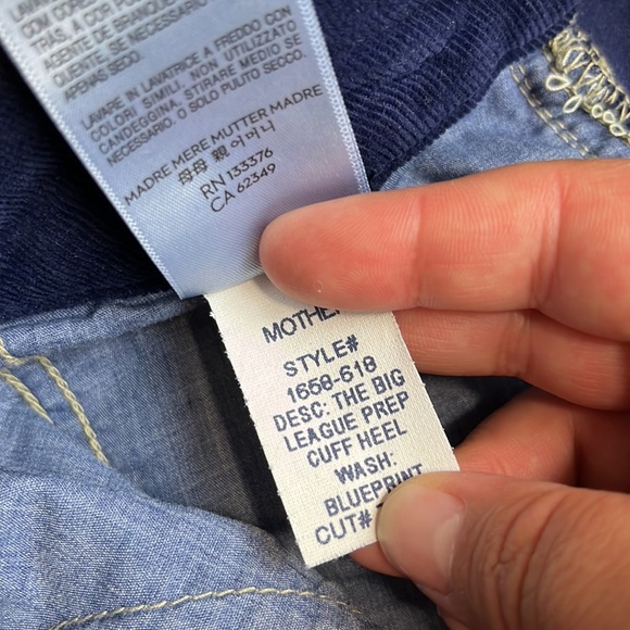 NEW! Mother the big league prep cuff heel corduroy pants, SIZE 28 1042 - Picture 9 of 9